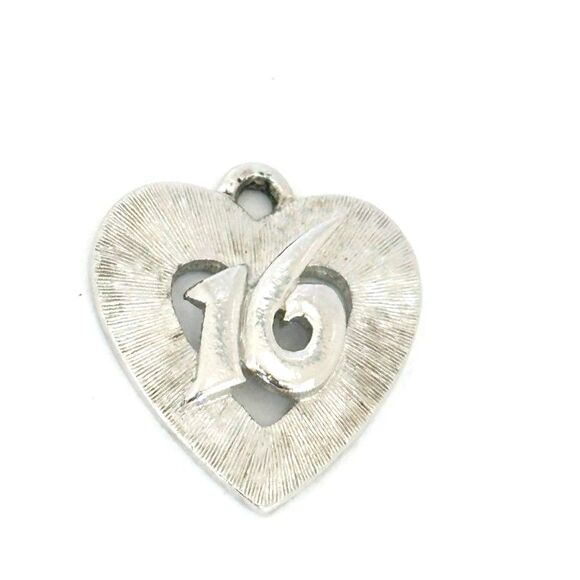 Heart 16 silver tone charm - sweet 16 gift - Picture 4 of 4